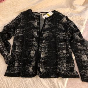 Eileen Fisher Black Linen Crepe Cardigan P…